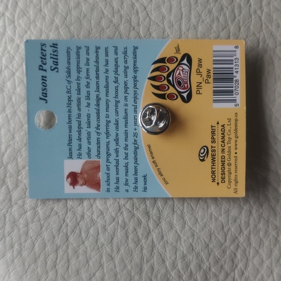 'Paw' Pin Indigenous Design by Jason Peters, Salish - Picture 2 of 4